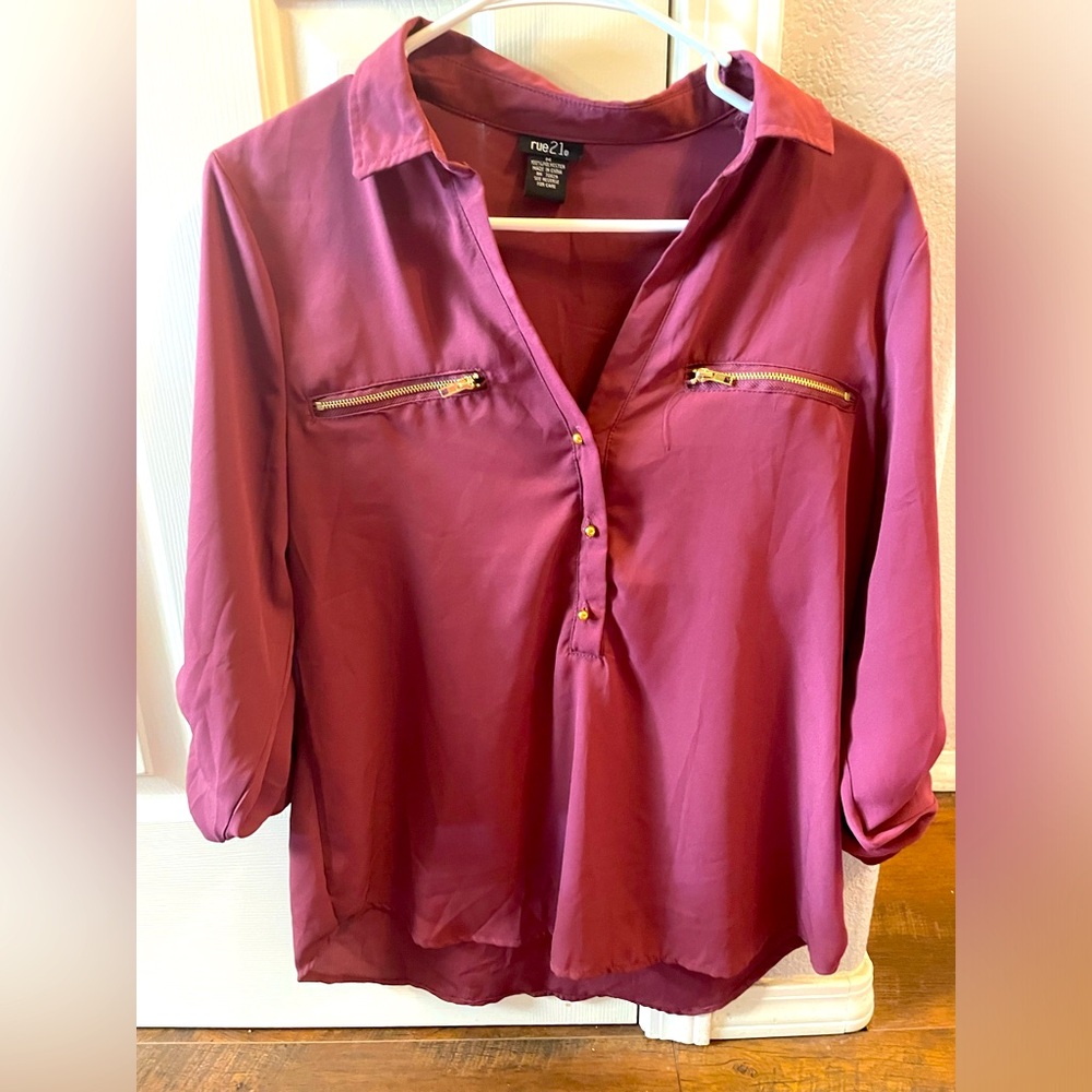 Maroon and army green dress shirts from Rue 21